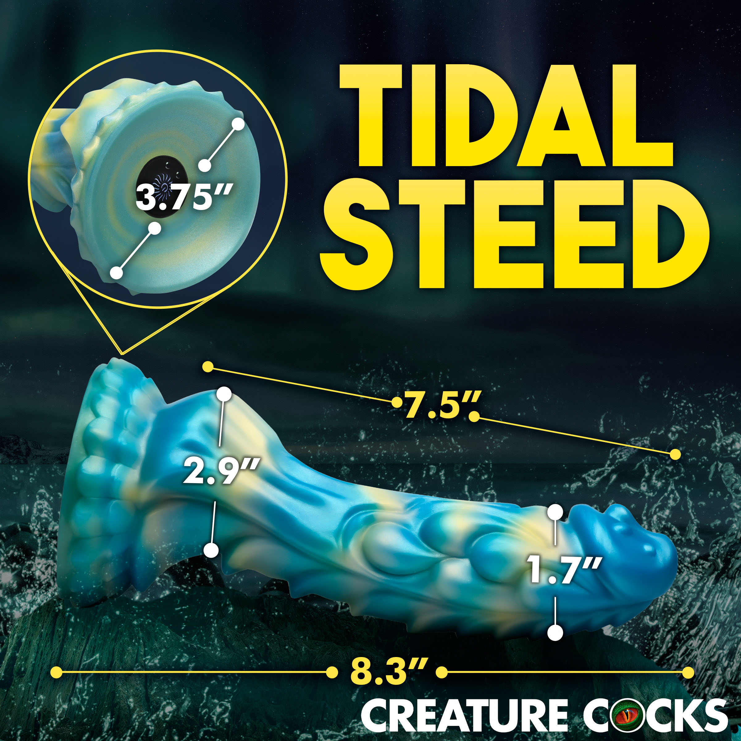 Sea Stallion Vibrating Silicone Dildo with Remote - Creature Cocks - Image 4