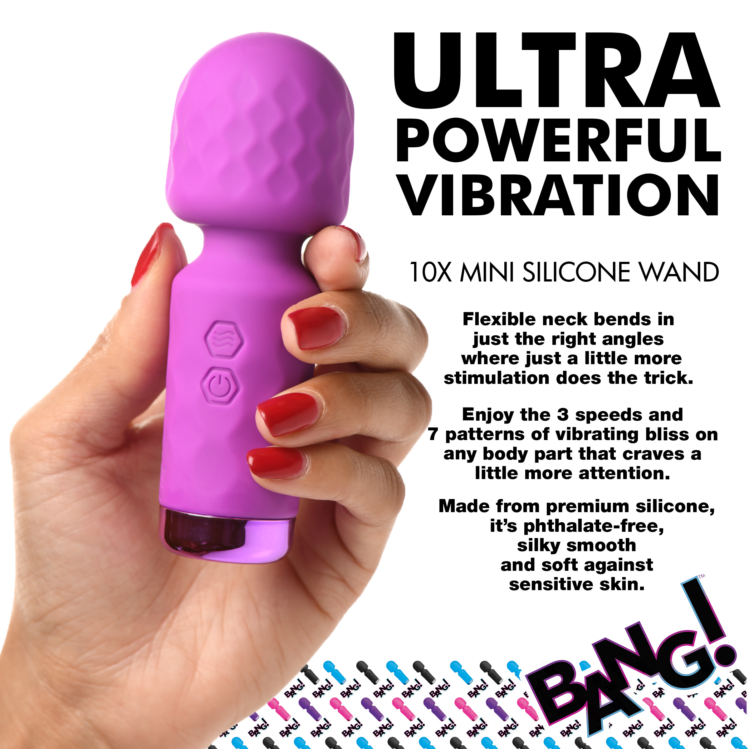 10X Mini Silicone Wand - Purple - Image 2
