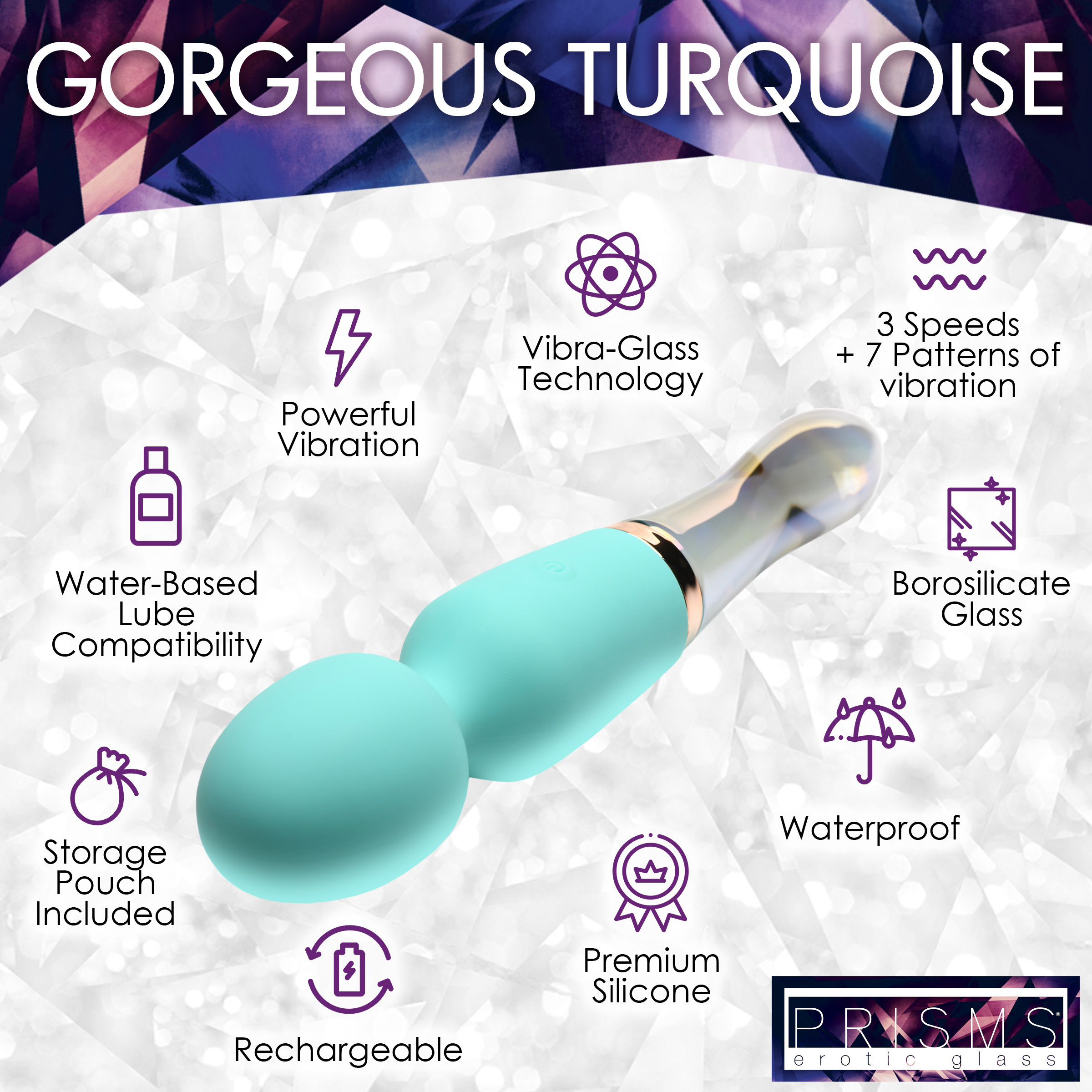 10X Turquoise Dual Ended Silicone and Glass Wand - Image 5