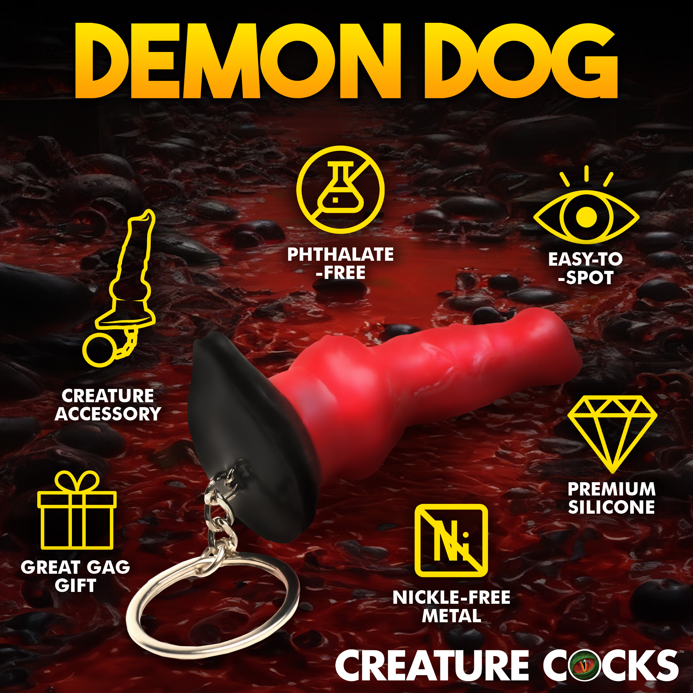 Hell Hound Mini Dildo Key Chain - Creature Cocks - Image 5