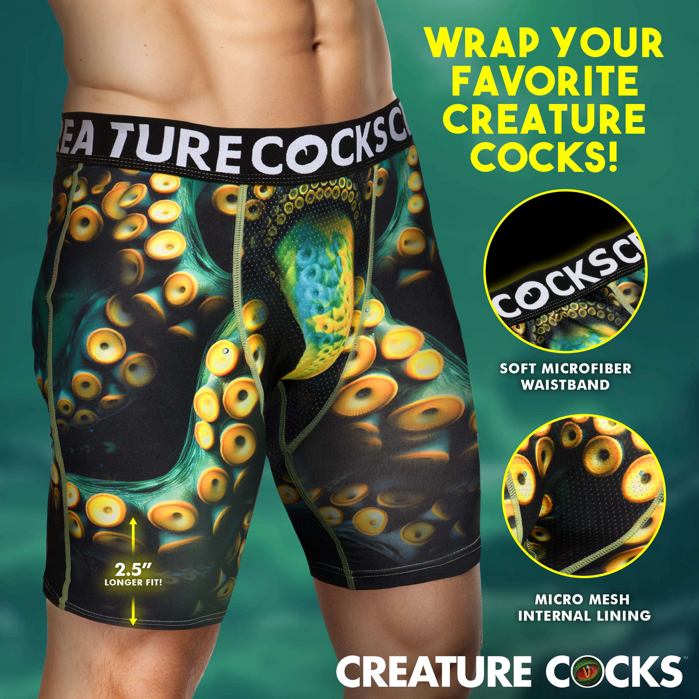 Creature Wear Monstropus Tentacled Monster Boxer Shorts - X-Large - Creature Cocks - Image 3