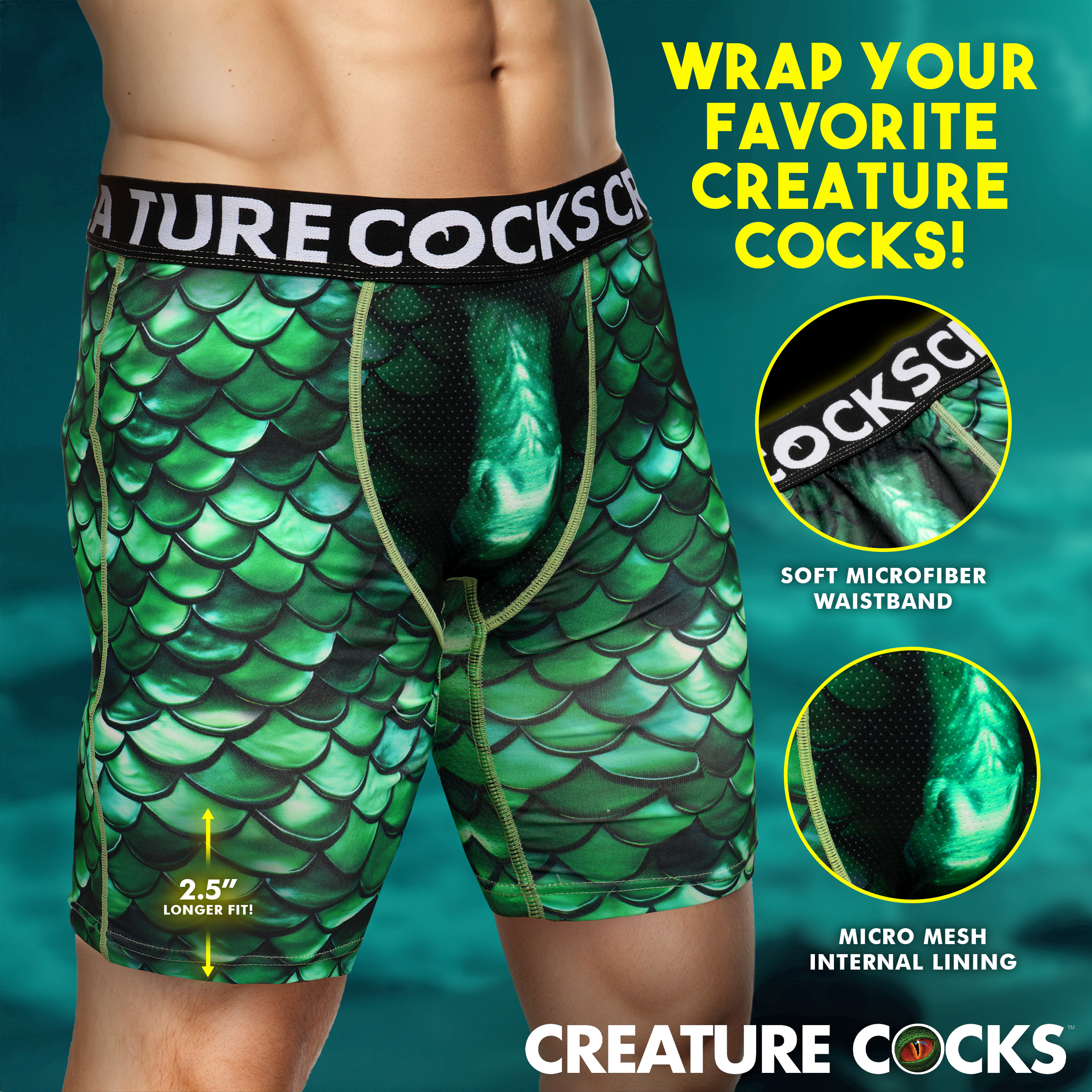 Creature Wear Cockness Monster Lake Creature Boxer Shorts - Large - Creature Cocks - Image 3