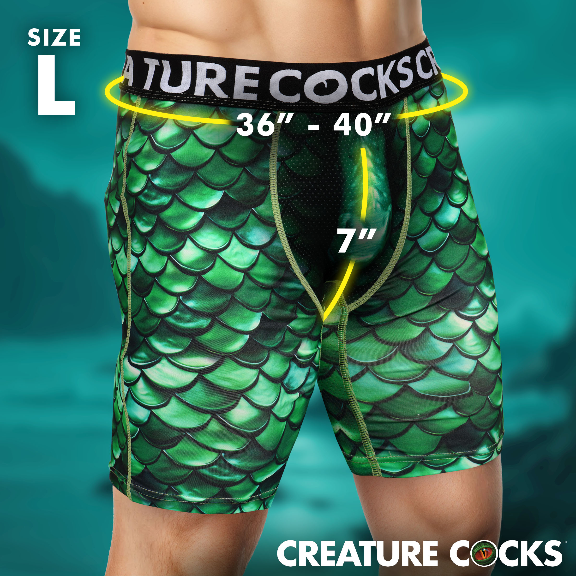 Creature Wear Cockness Monster Lake Creature Boxer Shorts - Large - Creature Cocks - Image 5