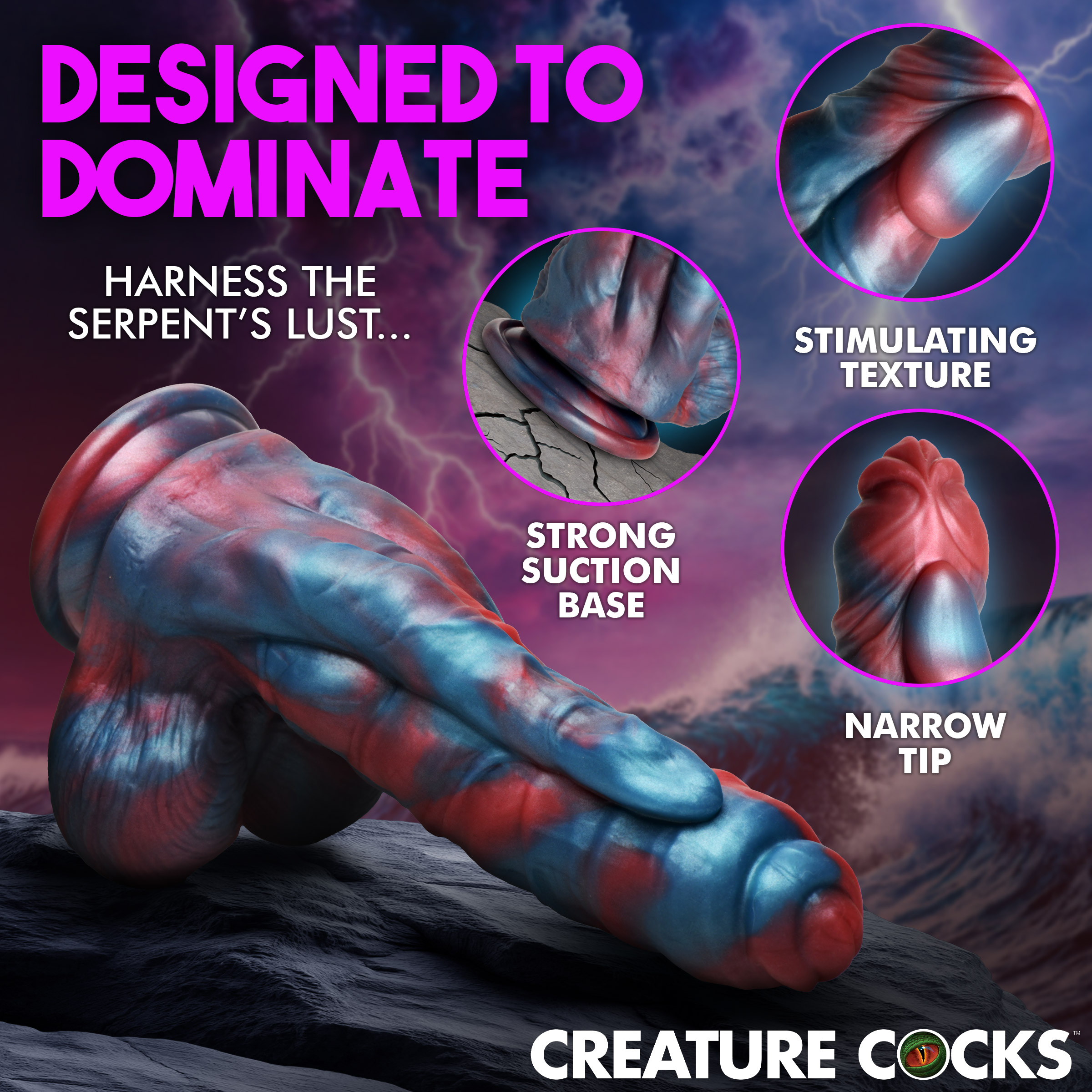Hydra X Vibrating Silicone Dildo - Creature Cocks - Image 3
