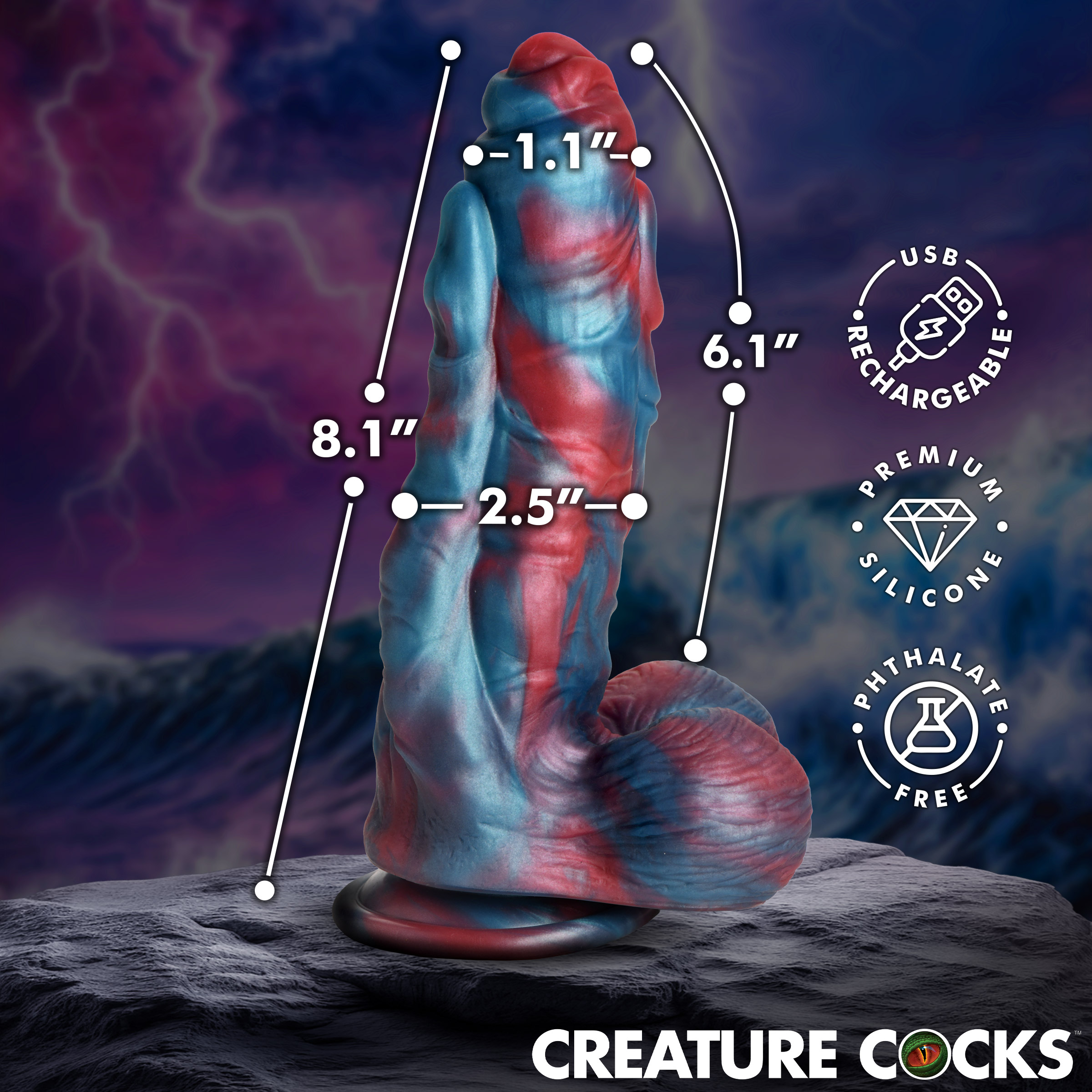 Hydra X Vibrating Silicone Dildo - Creature Cocks - Image 4