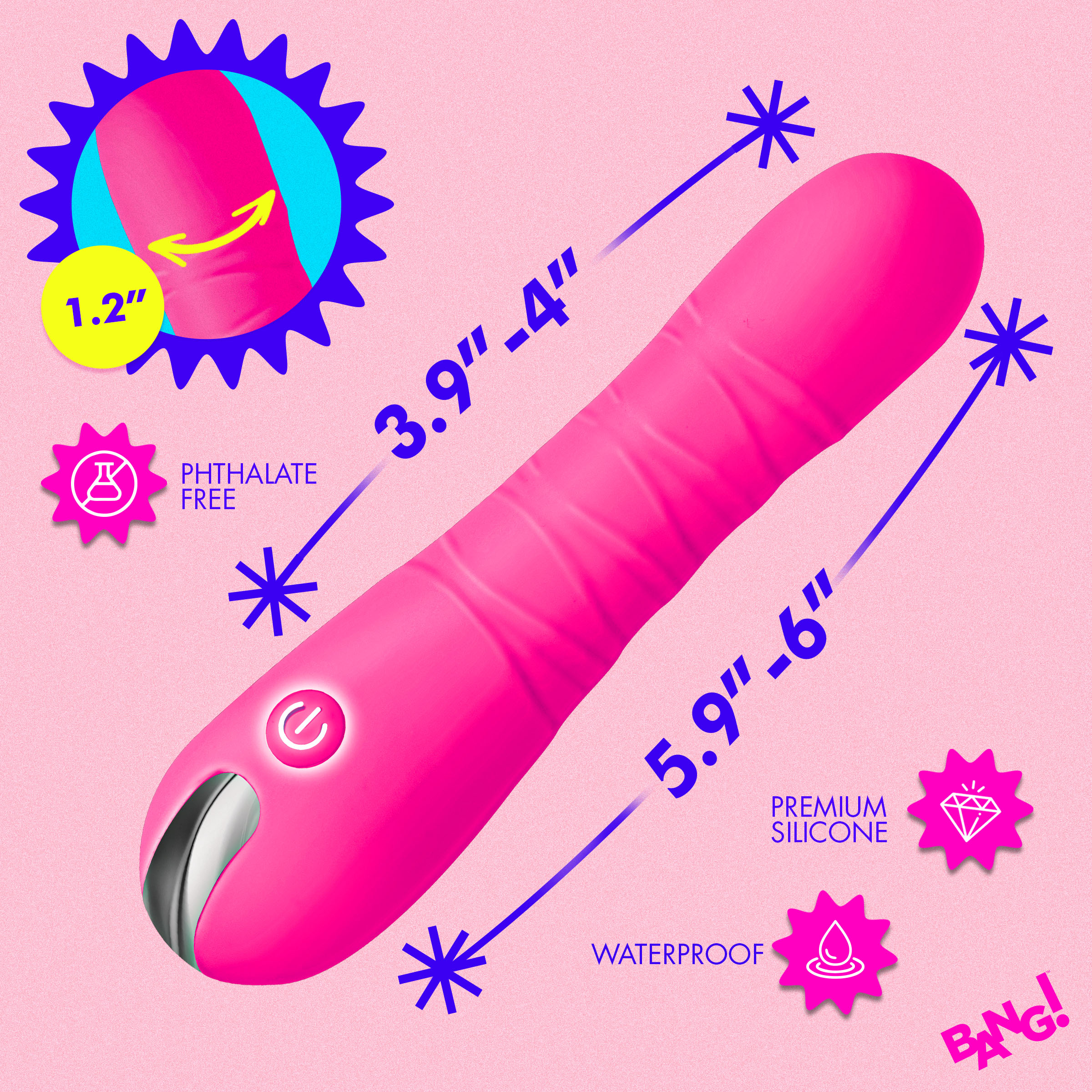 New Thrusting Silicone Dildo - Pink - Image 3