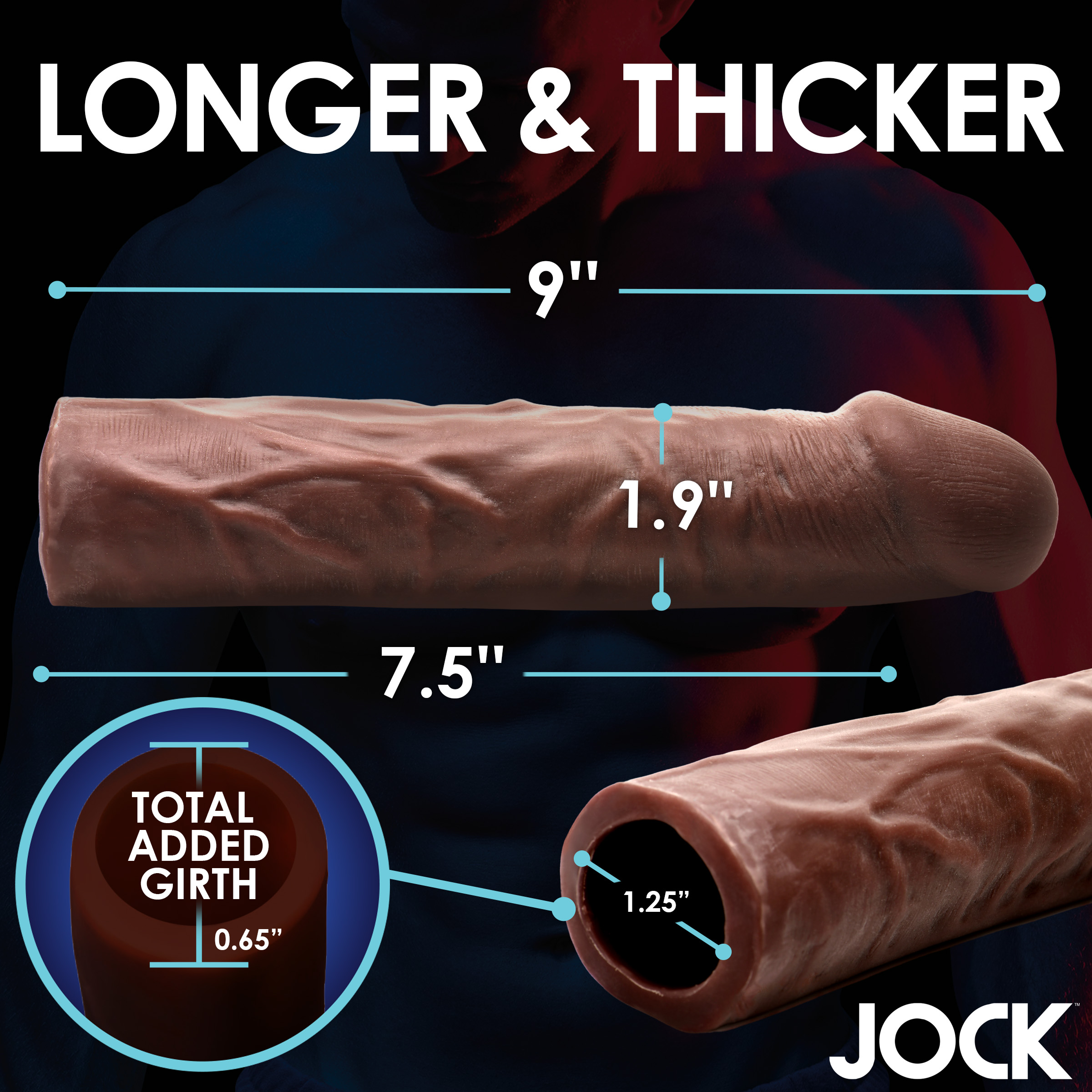Extra Long 1.5 Inch Penis Extension - Dark - Image 3