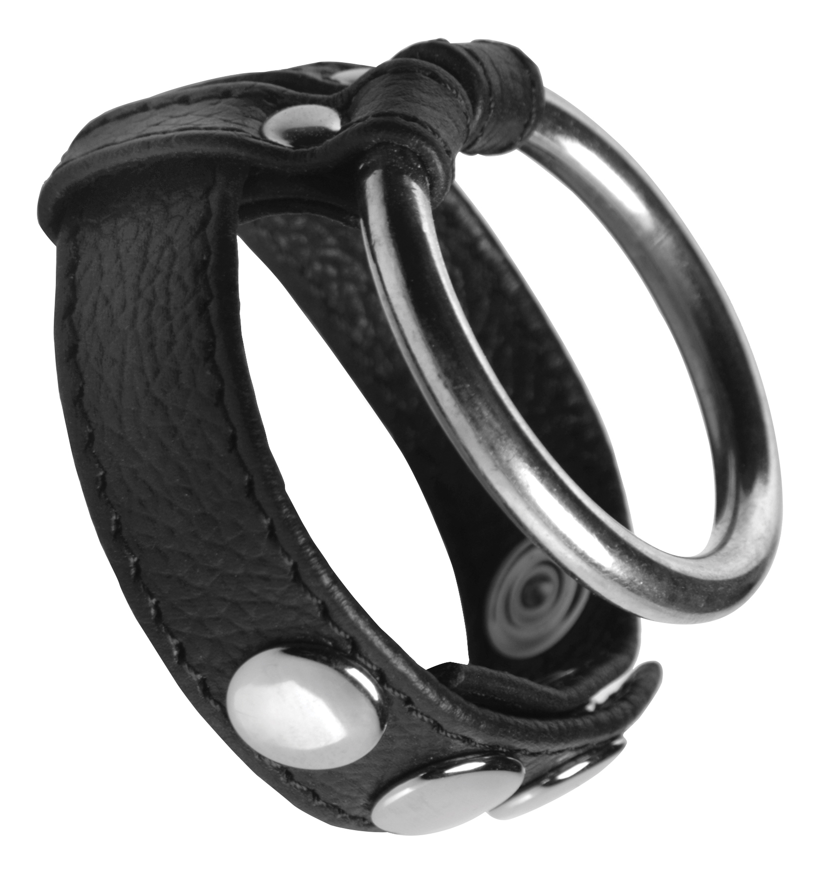 Leather and Steel Cock and Ball Ring - Image 2