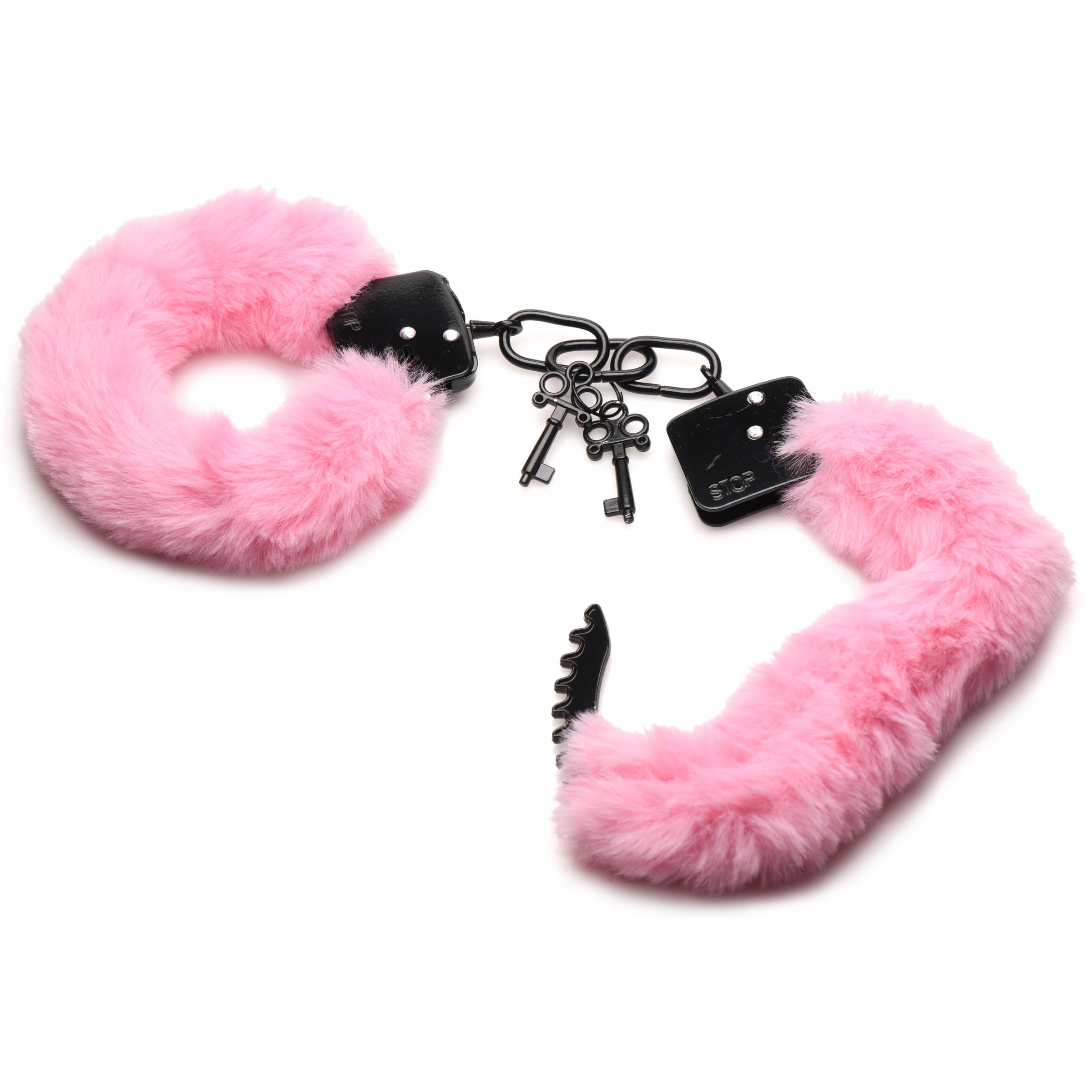 Cuffed in Fur Furry Handcuffs - Pink - Image 6