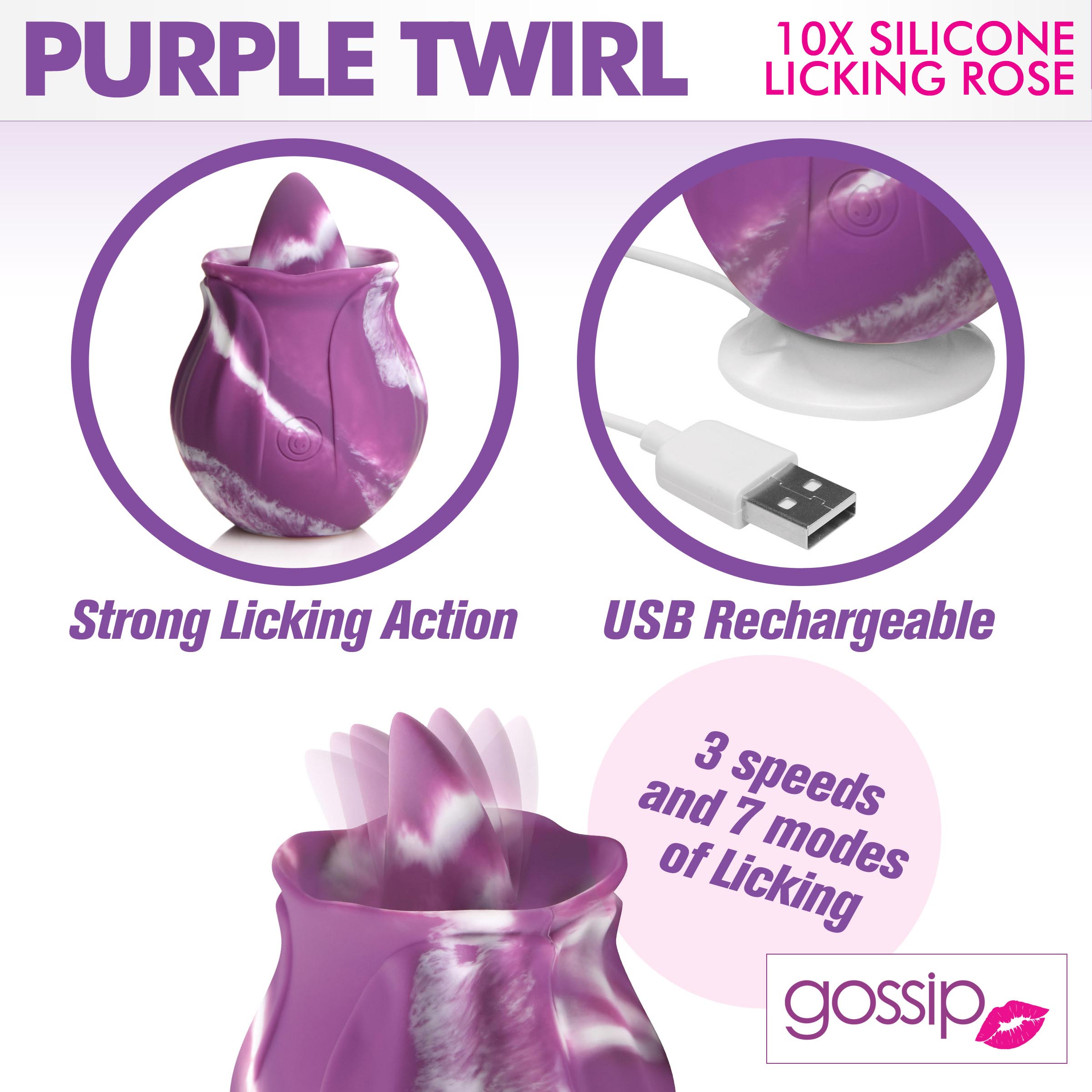 10X Purple Twirl Silicone Licking Rose - Image 2
