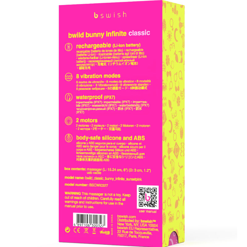 B SWISH - BWILD BUNNY INFINITE CLASSIC RECHARGEABLE VIBRATOR PINK SILICONE - Image 9