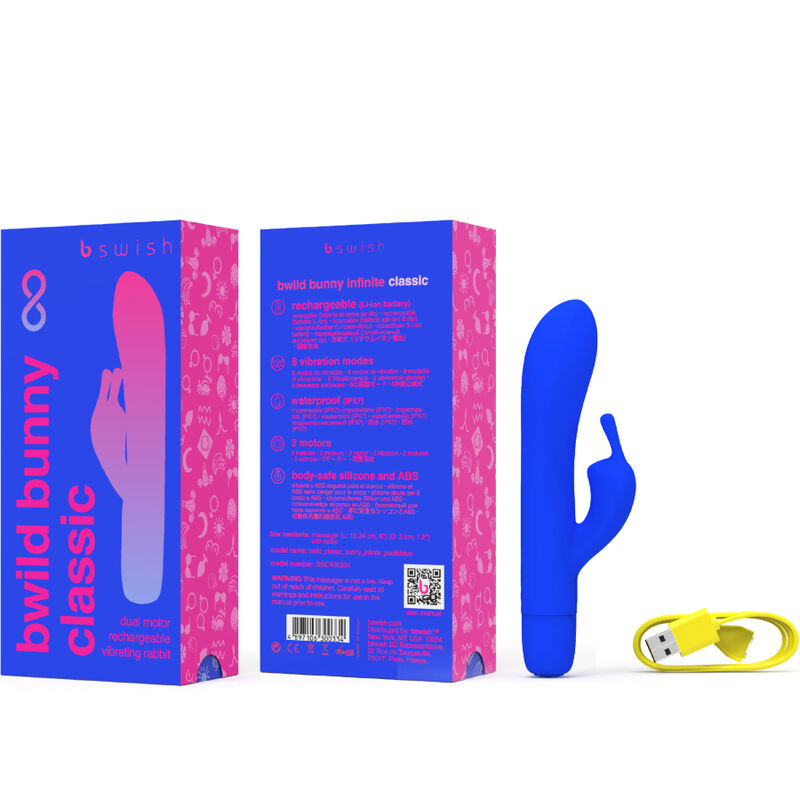 B SWISH - BWILD BUNNY INFINITE CLASSIC RECHARGEABLE VIBRATOR BLUE SILICONE - Image 7