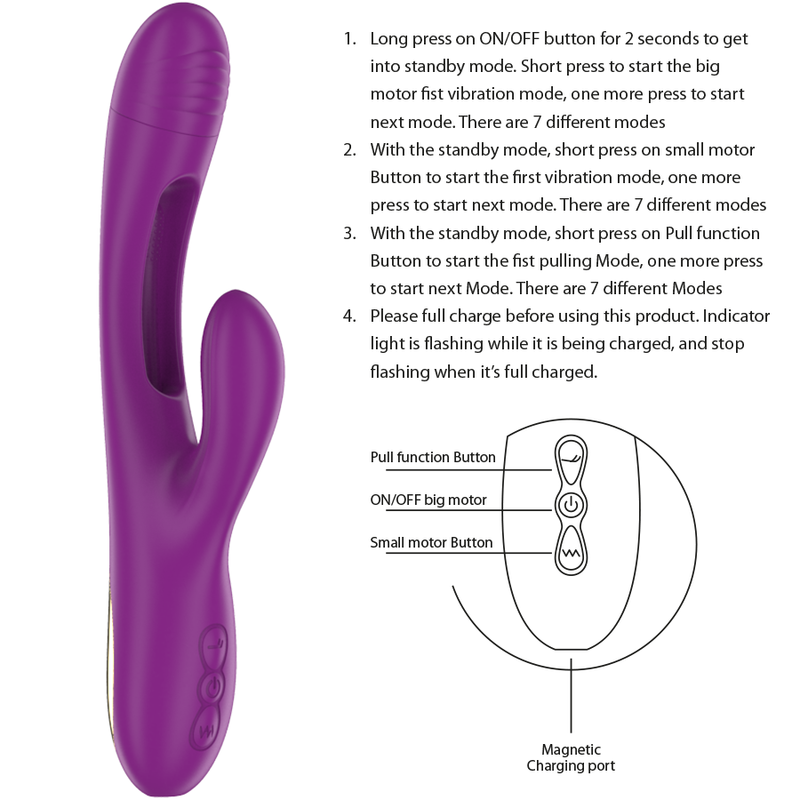 INTENSE - APOLO RECHARGEABLE MULTIFUNCTION VIBRATOR 7 VIBRATIONS WITH SWINGING MOTION PURPLE - Image 11