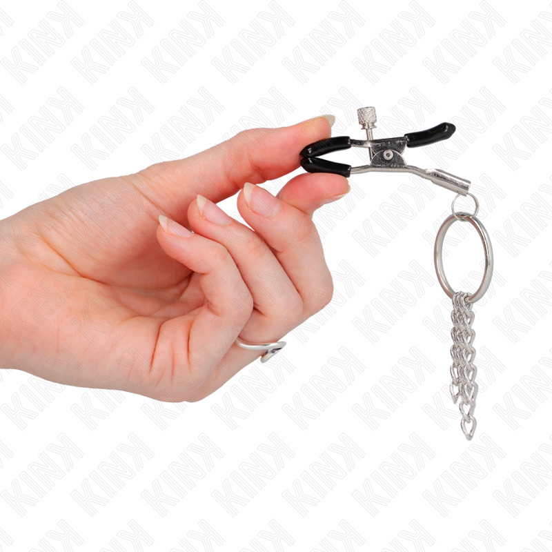 KINK - O RING NIPPLE CLAMP AND LITTLE CHAIN SILVER 6 CM - Image 4