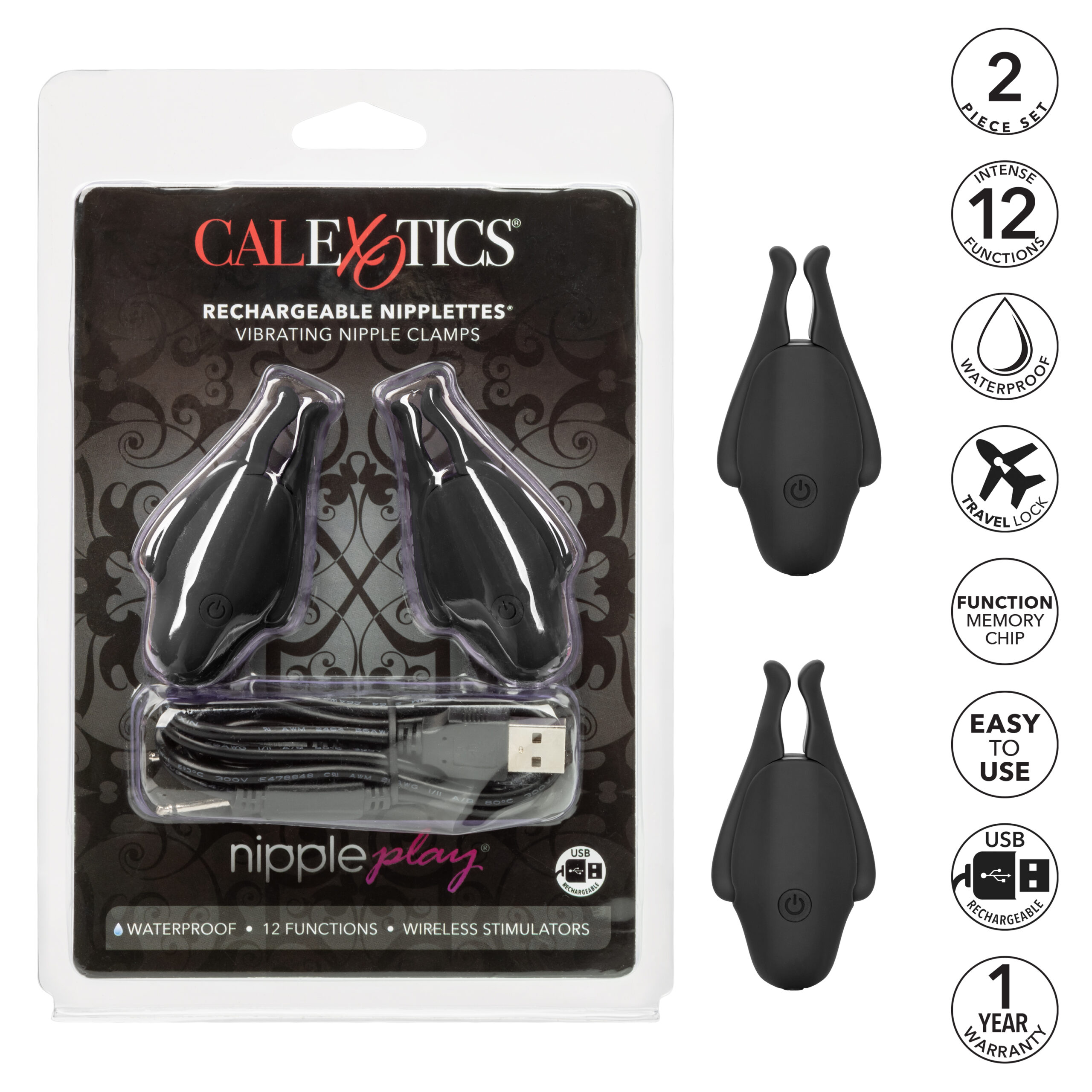 Nipple Play Rechargeable Nipplettes - Black - Image 6