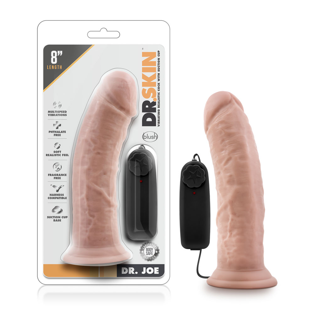 Dr. Skin - Dr. Joe - 8 Inch Vibrating Cock With Suction Cup - Vanilla - Image 2