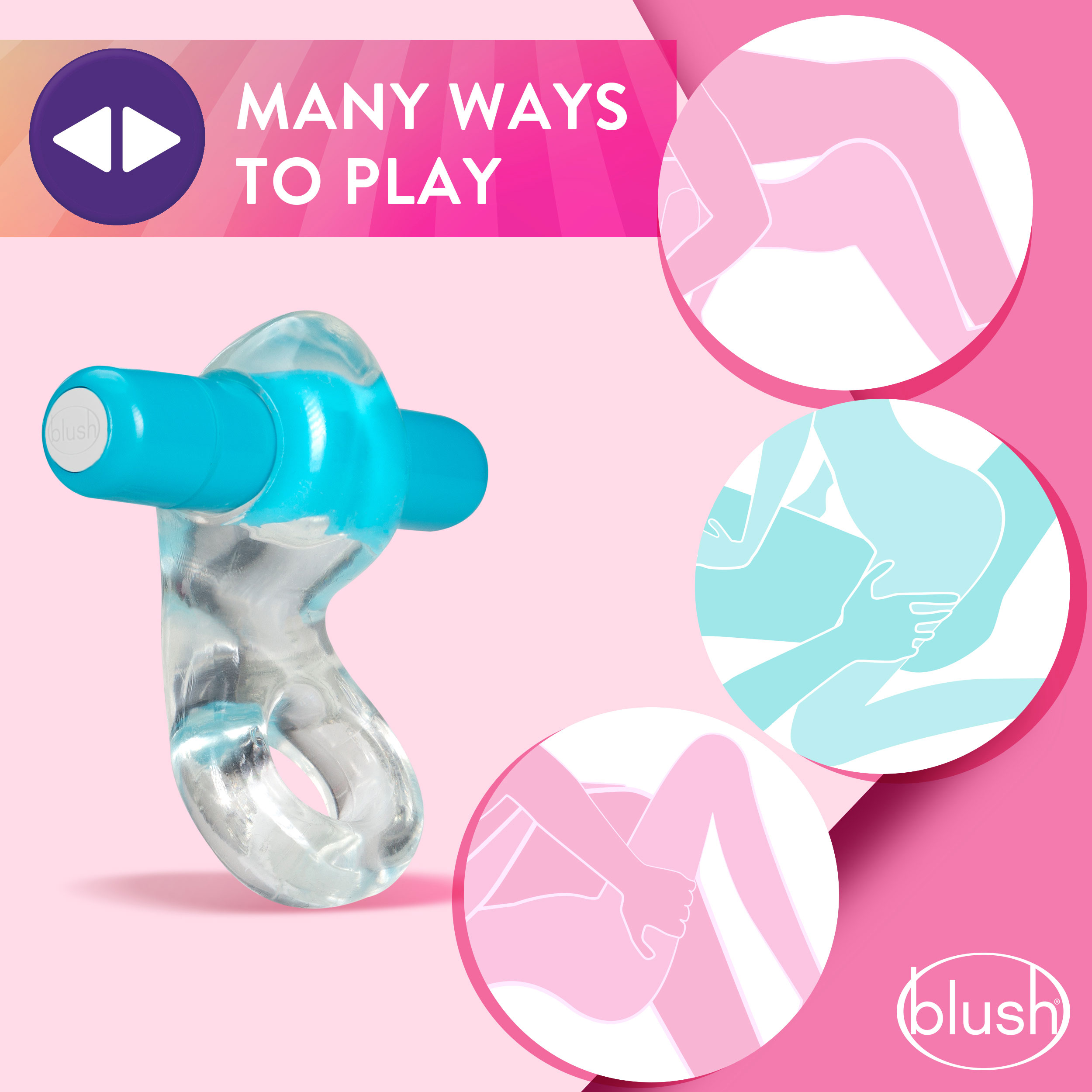 Play With Me Delight Vibrating C-Ring - Blue - Image 4