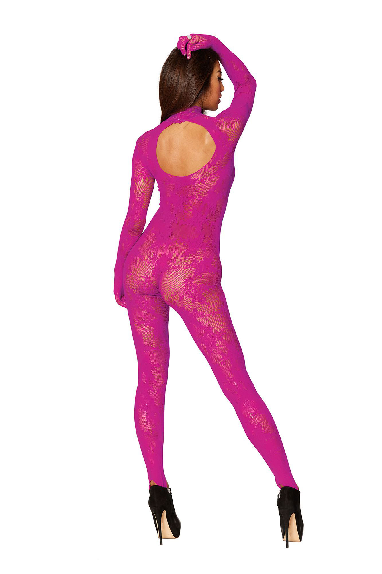 Bodystocking With Finger Gloves - One Size - Azalea - Image 3