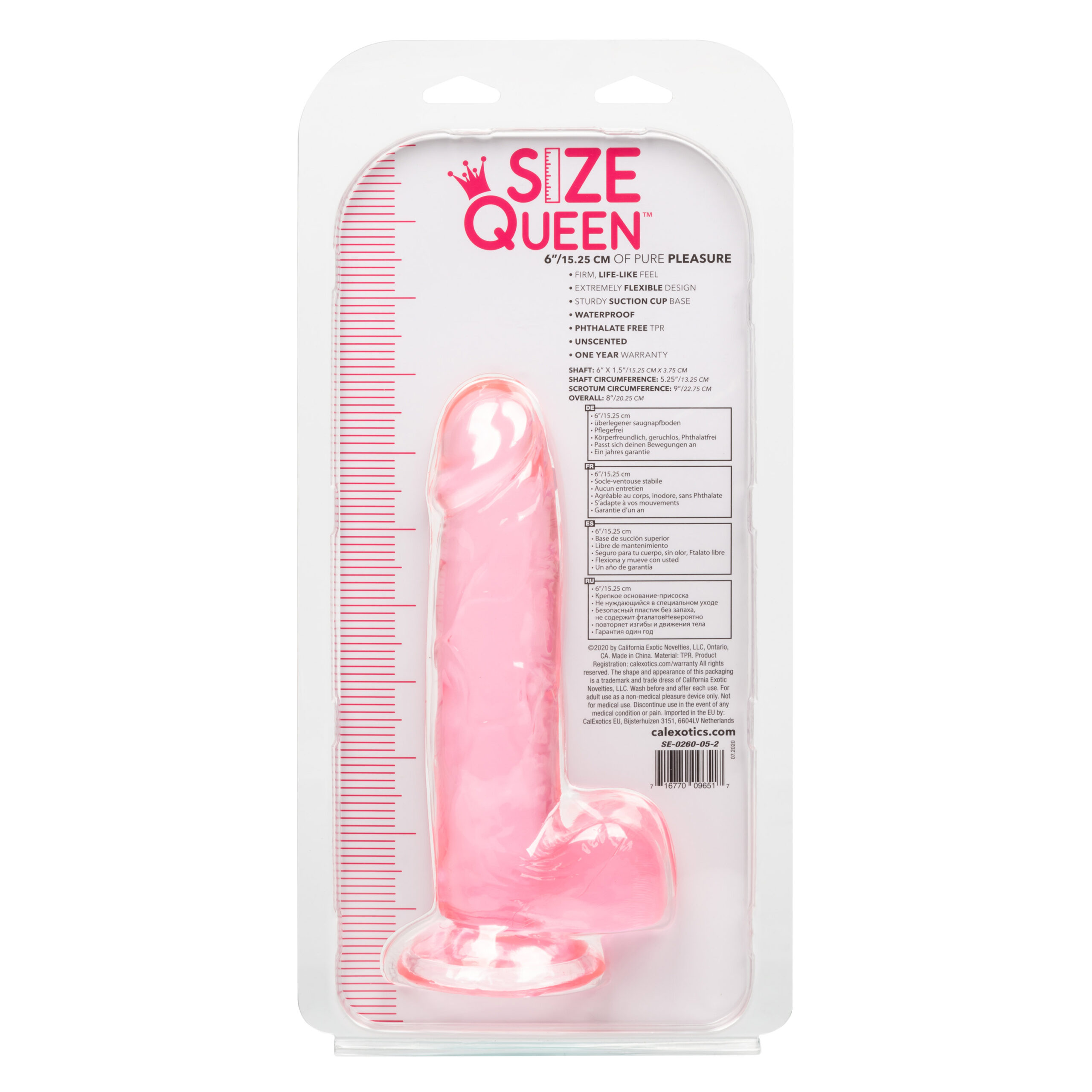 Size Queen 6 inch/15.25 Cm - Pink - Image 3