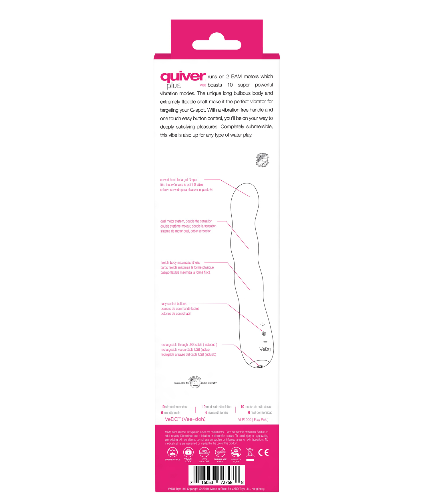 Quiver Plus Rechargeable Vibe - Pink - Image 4