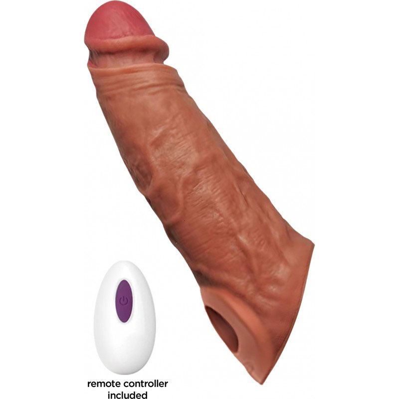 Thick Dick Vibrating Sleeve with Remote Control - Vanilla - Image 2