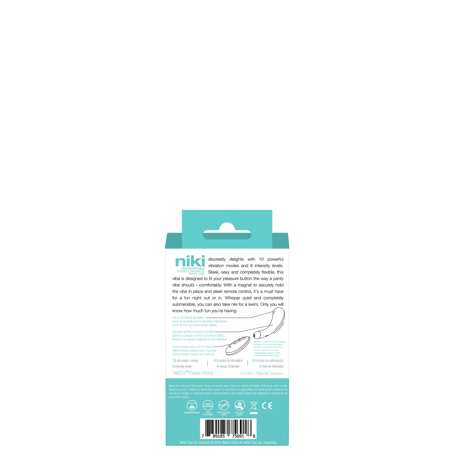 Niki Rechargeable Flexible Magnetic Panty Vibe - Turquoise - Image 4