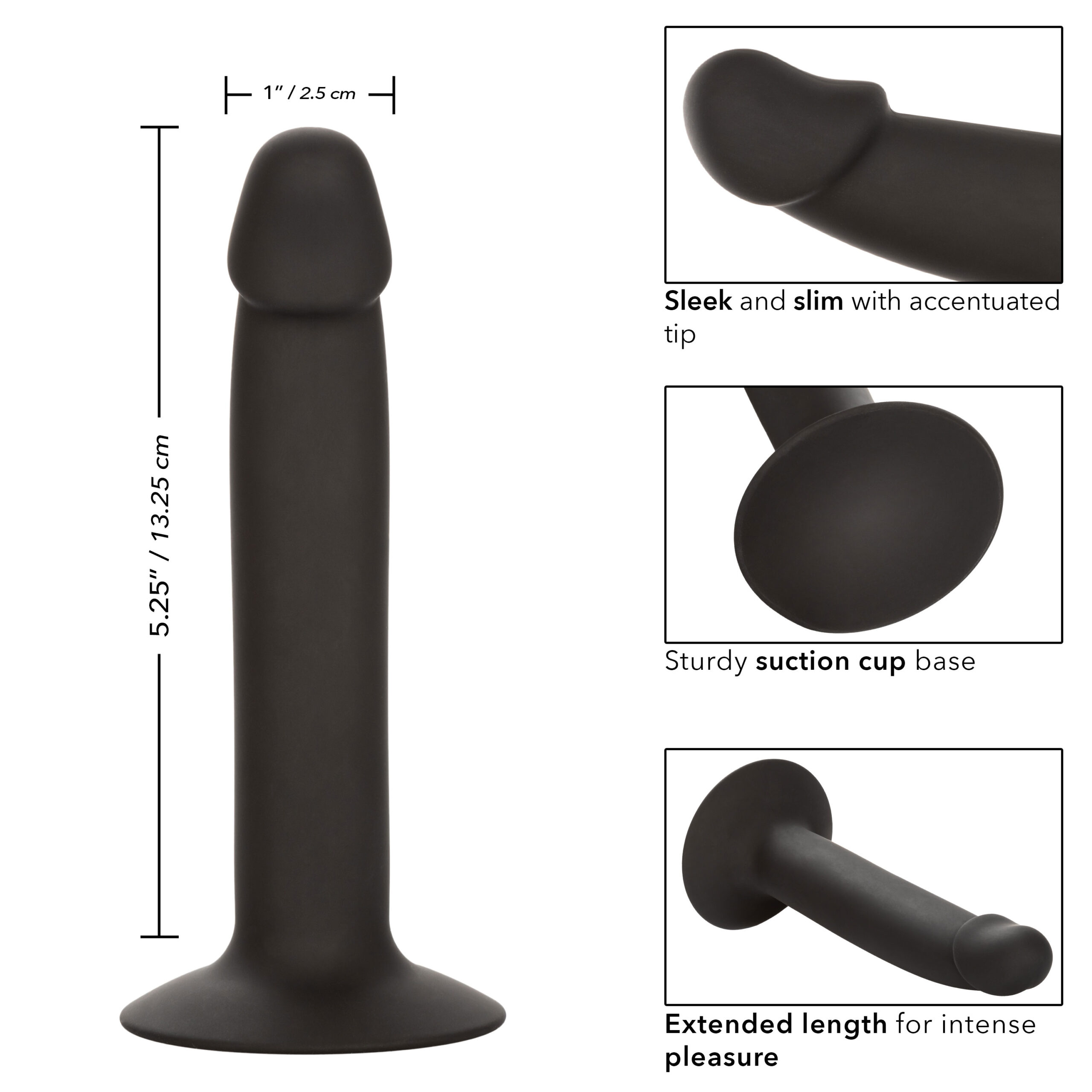 Silicone Slim Anal Stud - Black - Image 3