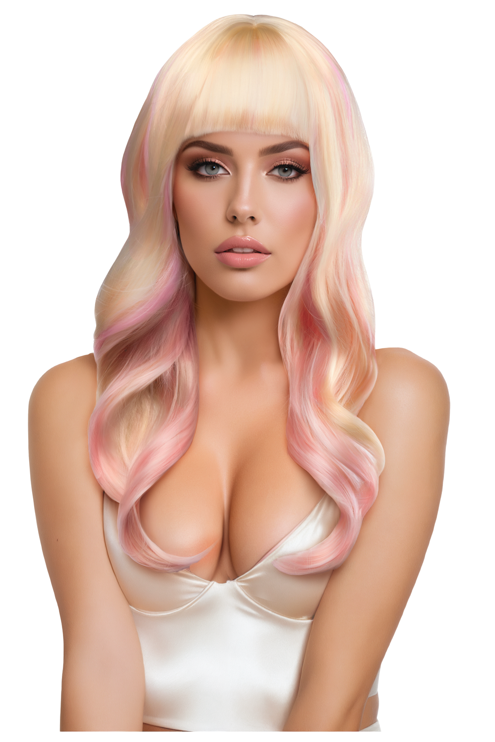 Nicki Premium Stylable Wig - Light Pink / Blonde - Image 2