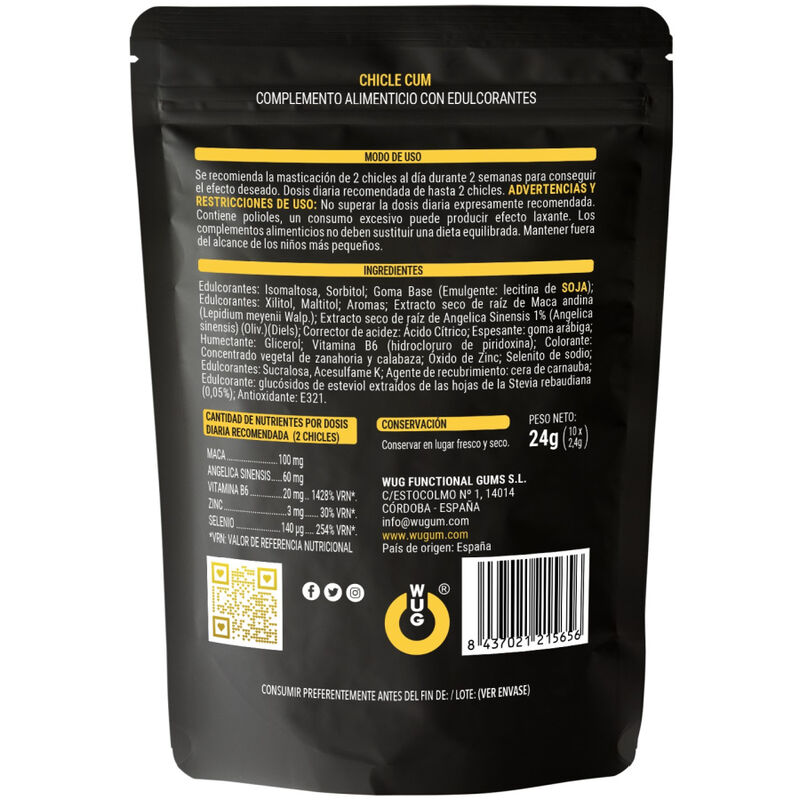 WUG SEX SENSE - CUM EJACULATION INCREASE GUM & SEMEN BANANA FLAVOR 10 UNITS - Image 2