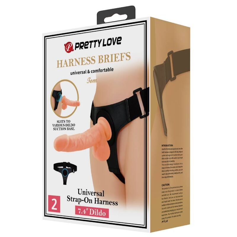 PRETTY LOVE - HARNESS BRIEFS UNIVERSAL HARNESS WITH DILDO TOM 20 CM NATURAL - Image 10