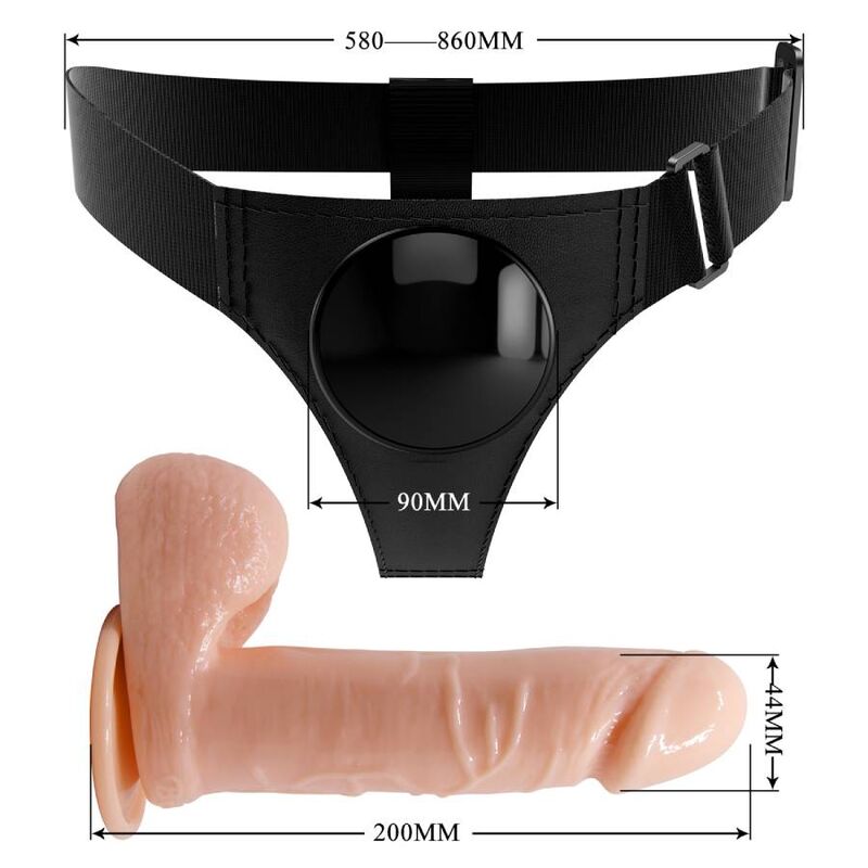 PRETTY LOVE - HARNESS BRIEFS UNIVERSAL HARNESS WITH DILDO TOM 20 CM NATURAL - Image 6