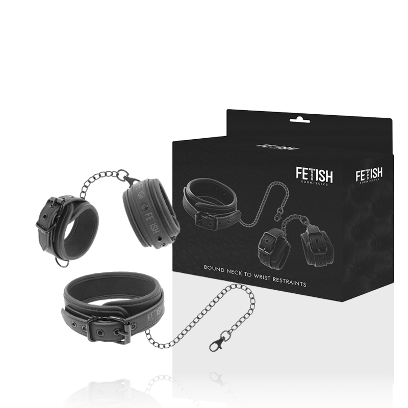 FETISH SUBMISSIVE - VEGAN LEATHER NECKLACE AND HANDCUFFS WITH NOPRENE LINING - Image 2