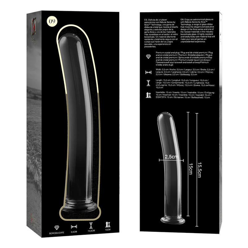 NEBULA SERIES BY IBIZA - MODEL 9 DILDO BOROSILICATE GLASS CLEAR 15.5 CM -O- 2.5 CM - Image 6