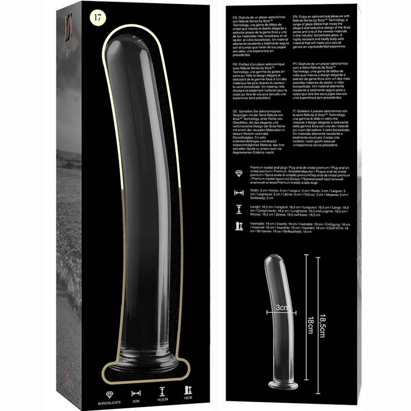 NEBULA SERIES BY IBIZA - MODEL 17 DILDO BOROSILICATE GLASS CLEAR 18.5 CM -O- 3 CM - Image 6