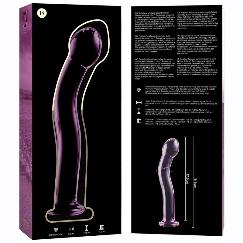 NEBULA SERIES BY IBIZA - MODEL 18 DILDO BOROSILICATE GLASS PINK 18.5 CM -O- 3.5 CM - Image 6