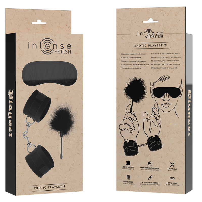 INTENSE - FETISH EROTIC PLAYSET 2 WITH HANDCUFFS, BLIND MASK AND TICKLER - Image 7