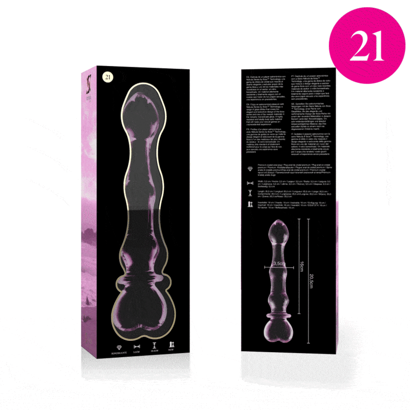 NEBULA SERIES BY IBIZA - MODEL 21 DILDO BOROSILICATE GLASS PINK 20.5 CM -O- 3.5 CM - Image 4