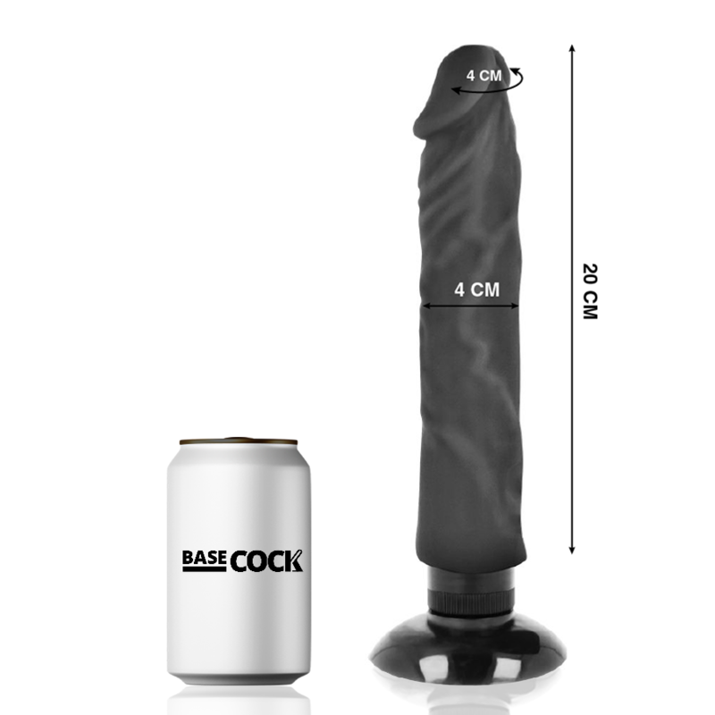 BASECOCK - REALISTIC VIBRATOR 2-1 BLACK 20 CM -O- 4 CM - Image 2