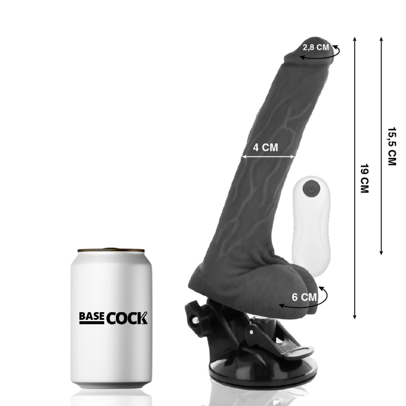 BASECOCK - REALISTIC VIBRATOR REMOTE CONTROL BLACK 19 CM -O- 4 CM - Image 2