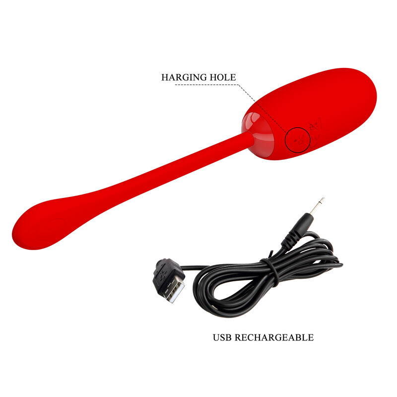 PRETTY LOVE - JULIUS WATERPROOF-RECHARGEABLE VIBRATING EGG RED - Image 8