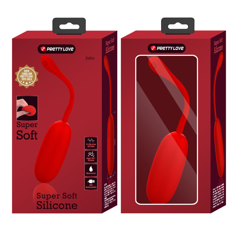 PRETTY LOVE - JULIUS WATERPROOF-RECHARGEABLE VIBRATING EGG RED - Image 9
