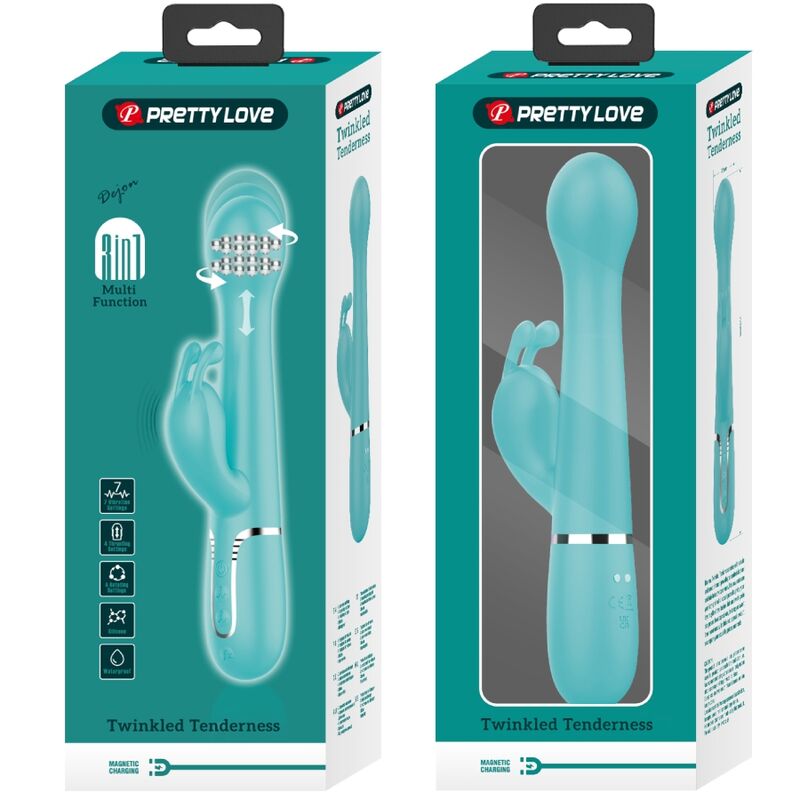 PRETTY LOVE - DEJON RABBIT VIBRATOR 3 IN 1 MULTIFUNCTION AQUA GREEN - Image 11