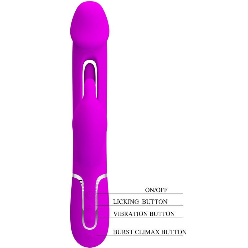 PRETTY LOVE - KAMPAS RABBIT 3 IN 1 MULTIFUNCTION VIBRATOR WITH TONGUE FUCHSIA - Image 8