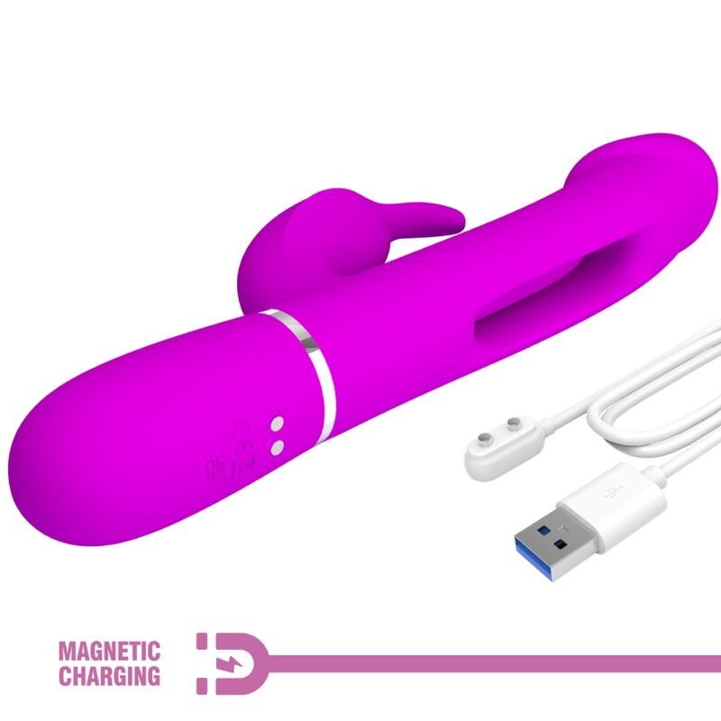 PRETTY LOVE - KAMPAS RABBIT 3 IN 1 MULTIFUNCTION VIBRATOR WITH TONGUE FUCHSIA - Image 9