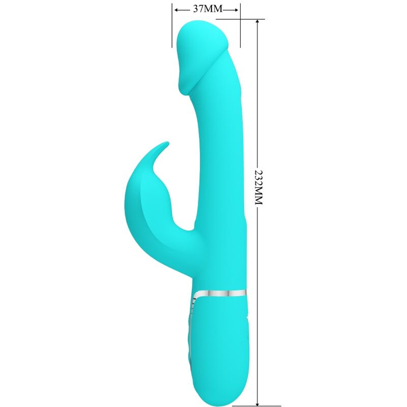 PRETTY LOVE - KAMPAS RABBIT 3 IN 1 MULTIFUNCTION VIBRATOR WITH TONGUE AQUA GREEN - Image 7