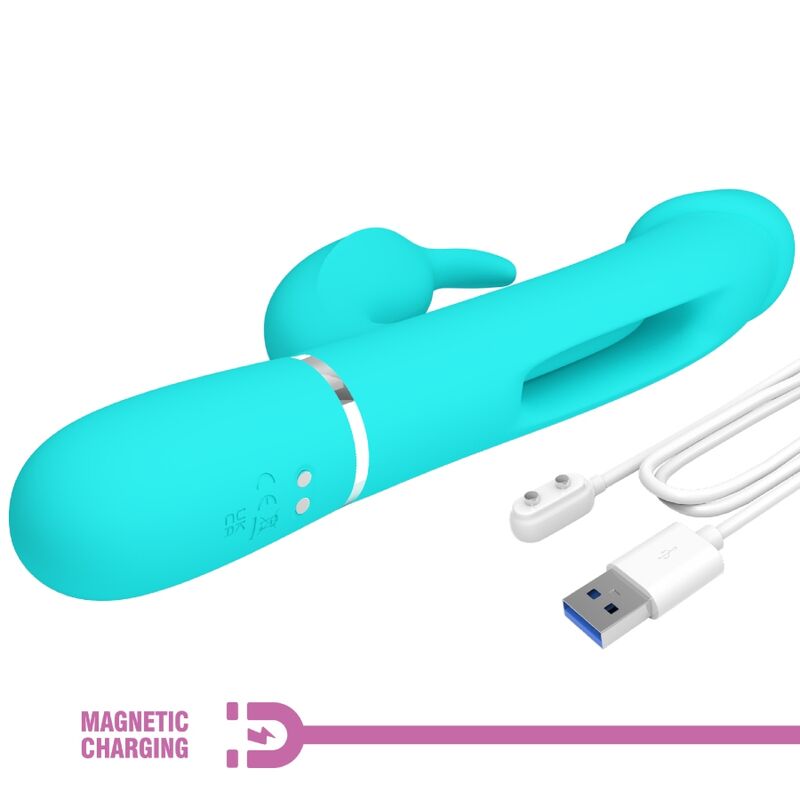 PRETTY LOVE - KAMPAS RABBIT 3 IN 1 MULTIFUNCTION VIBRATOR WITH TONGUE AQUA GREEN - Image 9