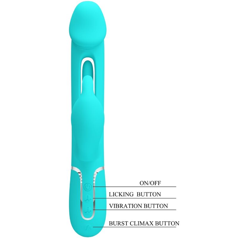PRETTY LOVE - KAMPAS RABBIT 3 IN 1 MULTIFUNCTION VIBRATOR WITH TONGUE AQUA GREEN - Image 8