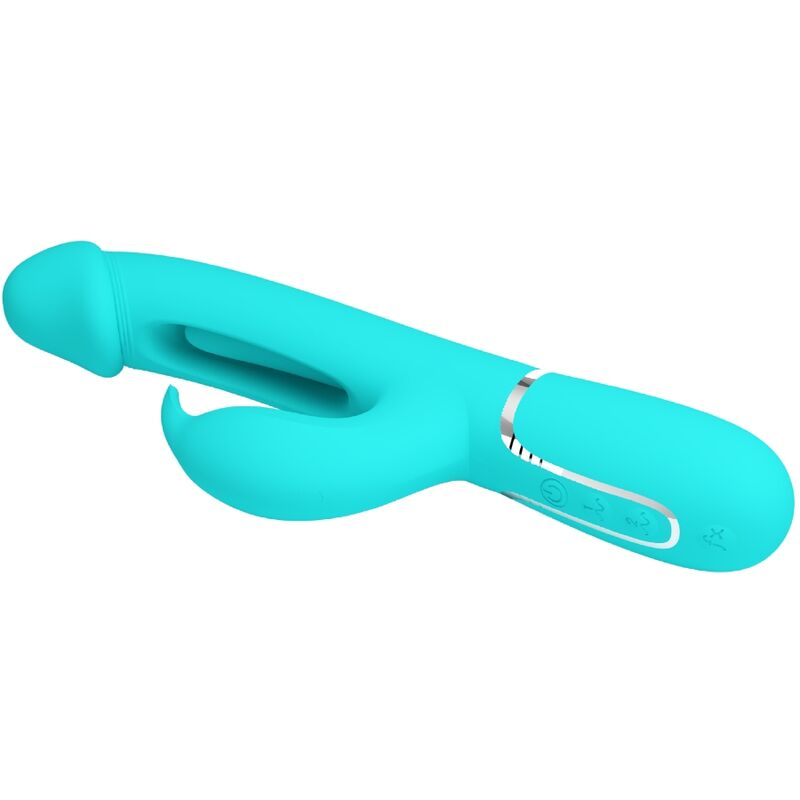 PRETTY LOVE - KAMPAS RABBIT 3 IN 1 MULTIFUNCTION VIBRATOR WITH TONGUE AQUA GREEN - Image 5