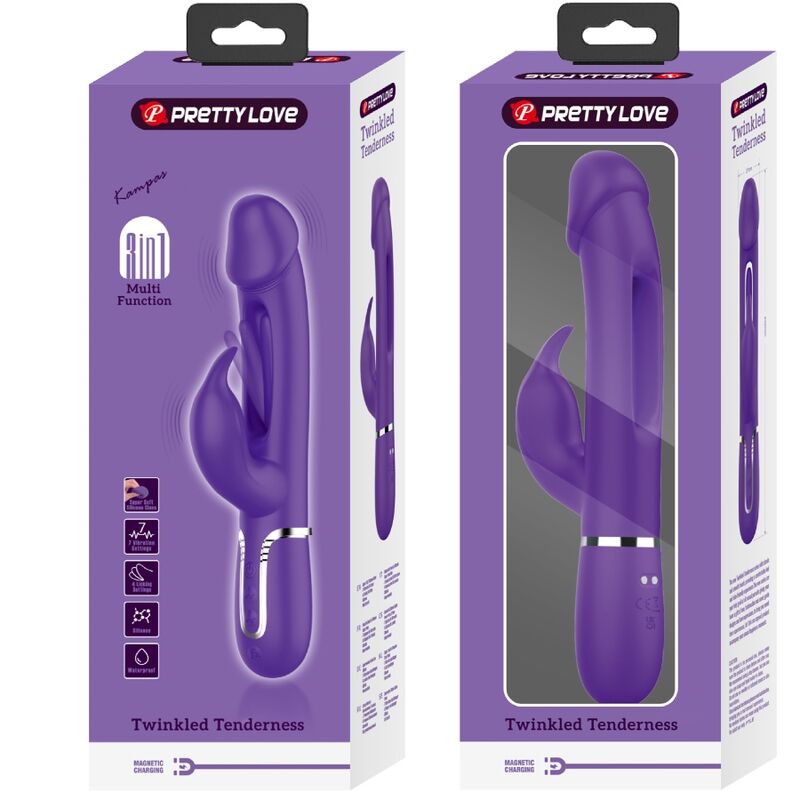 PRETTY LOVE - KAMPAS RABBIT 3 IN 1 MULTIFUNCTION VIBRATOR WITH TONGUE VIOLET - Image 9