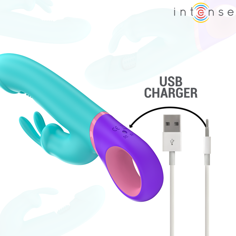 INTENSE - MONICA RABBIT VIBRATOR WITH ROTATING G-SPOT STIMULATOR BLUE - Image 6